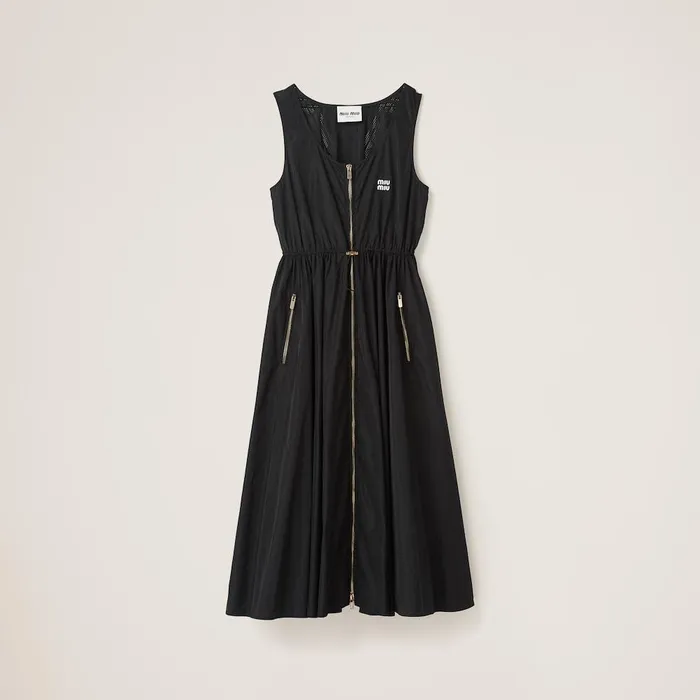 Women Dresses Miu Miu Sleeveless Technical Silk Dress Black