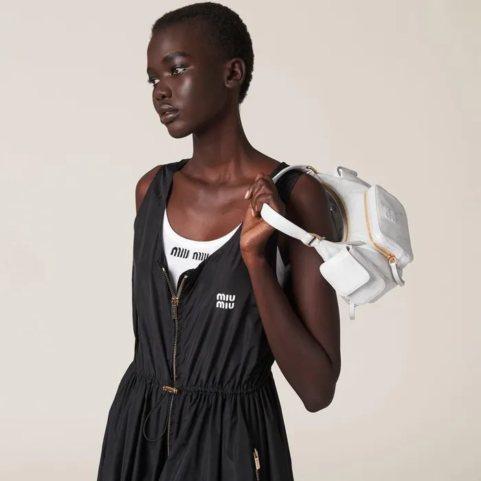 Women Dresses Miu Miu Sleeveless Technical Silk Dress Black Women Dresses Miu Miu Sleeveless Technical Silk Dress Black