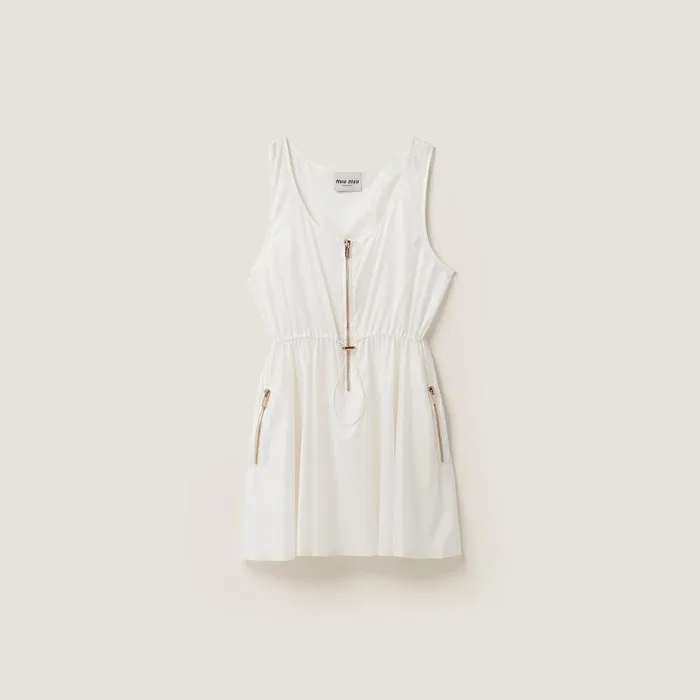 Women Dresses Miu Miu Sleeveless Technical Silk Dress White