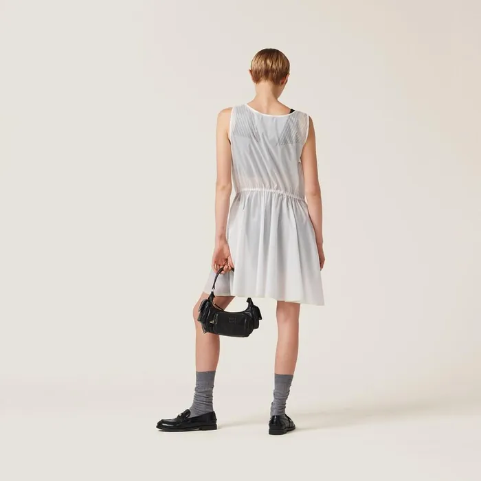 Women Dresses Miu Miu Sleeveless Technical Silk Dress White Women Dresses Miu Miu Sleeveless Technical Silk Dress White