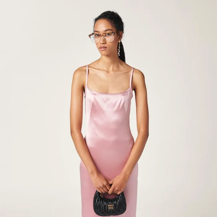 Women Dresses Miu Miu Stretch Satin Dress Begonia Pink