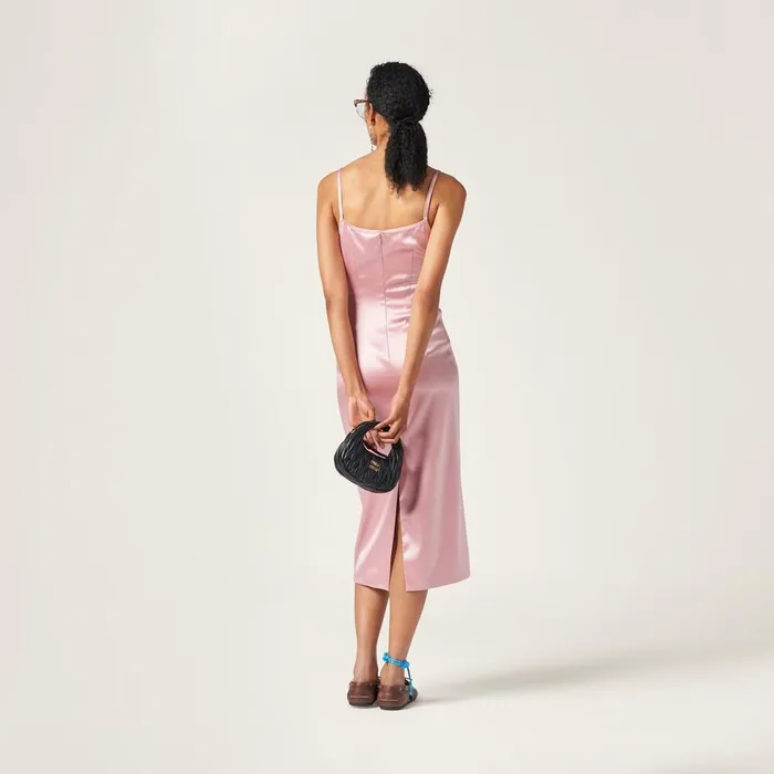 Women Dresses Miu Miu Stretch Satin Dress Begonia Pink