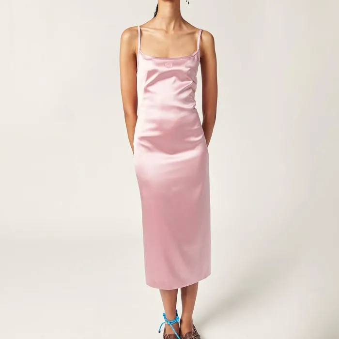 Women Dresses Miu Miu Stretch Satin Dress Begonia Pink