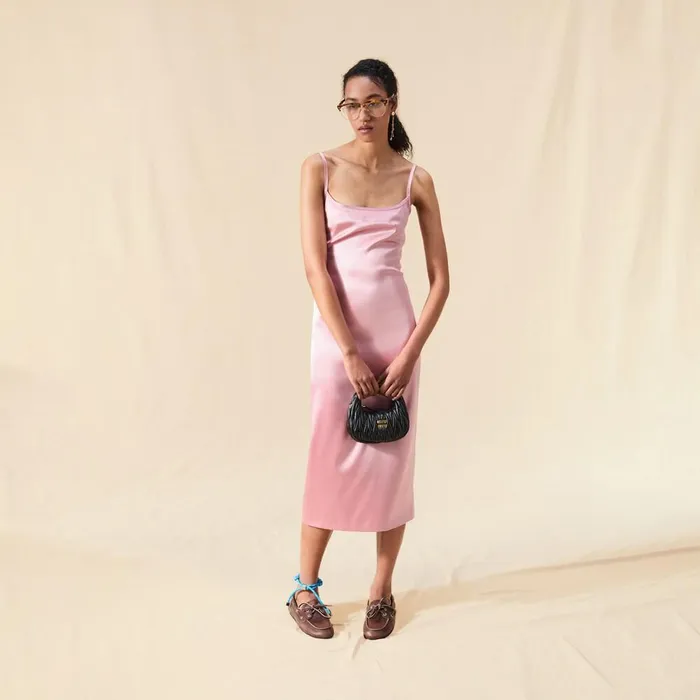 Women Dresses Miu Miu Stretch Satin Dress Begonia Pink