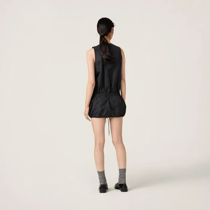 Women Dresses Miu Miu Technical Fabric Minidress Black Women Dresses Miu Miu Technical Fabric Minidress Black