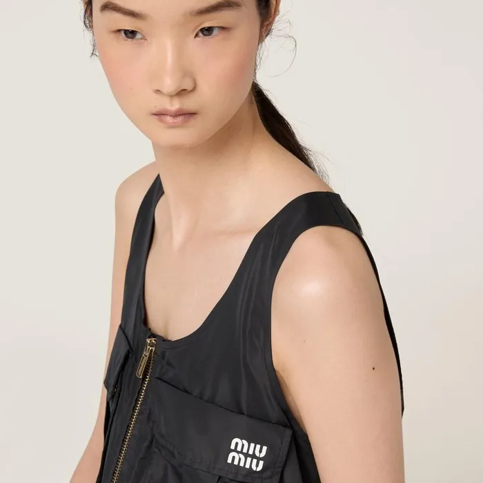 Women Dresses Miu Miu Technical Fabric Minidress Black Women Dresses Miu Miu Technical Fabric Minidress Black