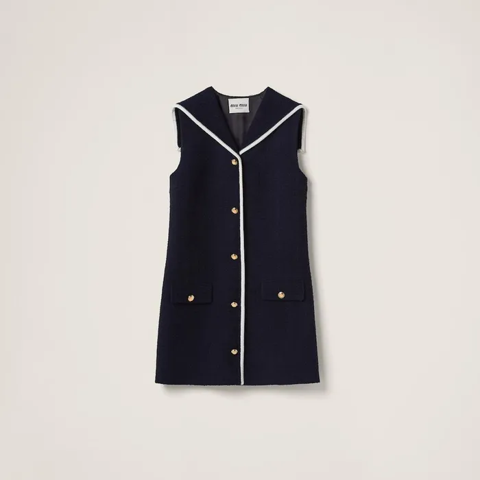 Women Dresses Miu Miu Tweed Minidress Navy