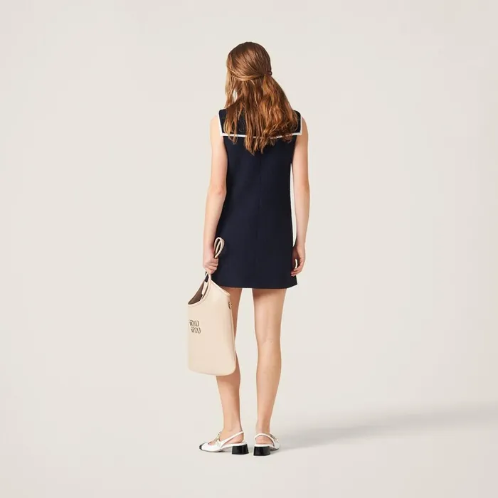 Women Dresses Miu Miu Tweed Minidress Navy Women Dresses Miu Miu Tweed Minidress Navy