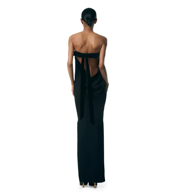 Women Dresses Tom Ford Double Silk Georgette Strapless Evening Dress Black Women Dresses Tom Ford Double Silk Georgette Strapless Evening Dress Black