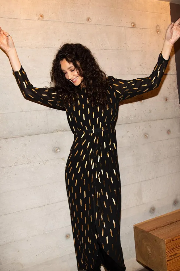 Women Dresses YUMI KIM Nina Midi Dress Dash Foil Black And Gold Women Dresses YUMI KIM Nina Midi Dress Dash Foil Black And Gold
