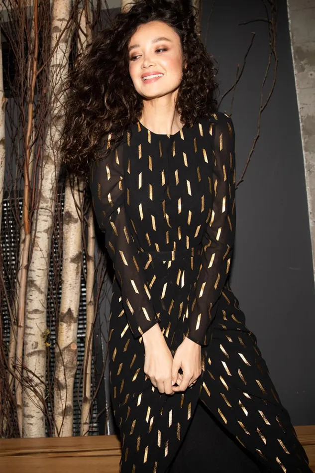 Women Dresses YUMI KIM Nina Midi Dress Dash Foil Black And Gold Women Dresses YUMI KIM Nina Midi Dress Dash Foil Black And Gold