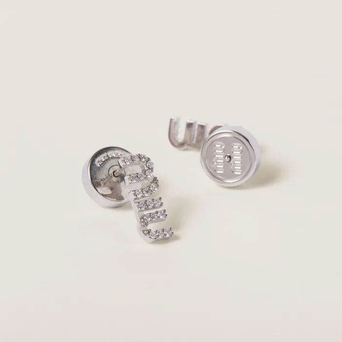 Women Earrings Miu Miu Metal Earrings With Crystals Steelcrystal Women Earrings Miu Miu Metal Earrings With Crystals Steelcrystal