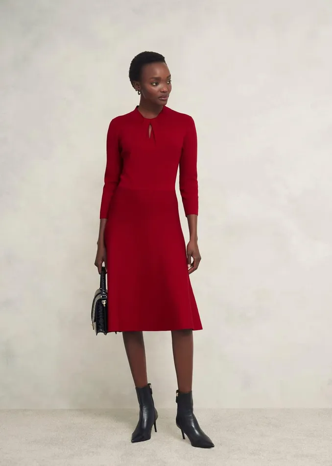 Women Effie Knitted Dress True Red Hobbs Dresses and Jumpsuits