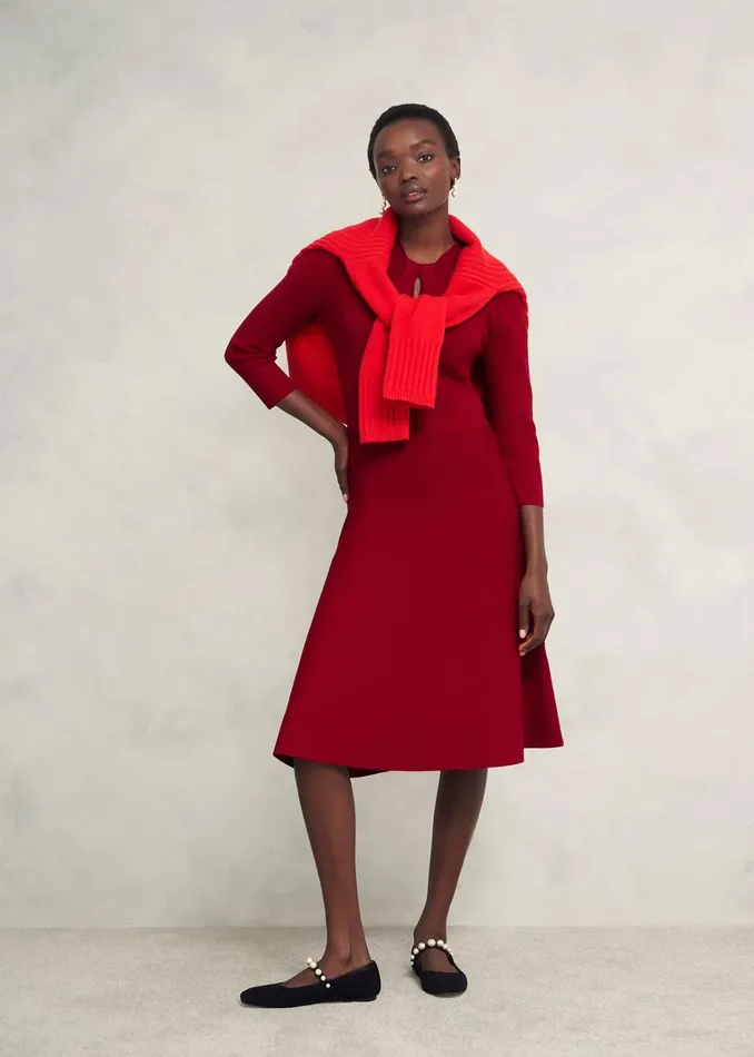 Women Effie Knitted Dress True Red Hobbs Dresses and Jumpsuits