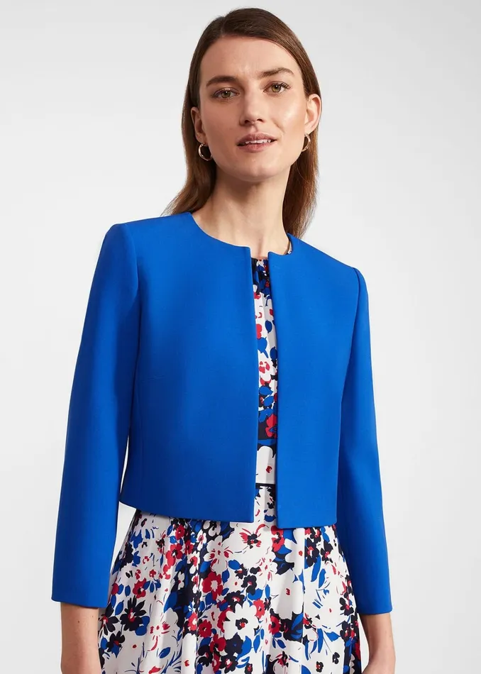 Women Elize Crepe Jacket Lapis Blue Hobbs Coats and Jackets