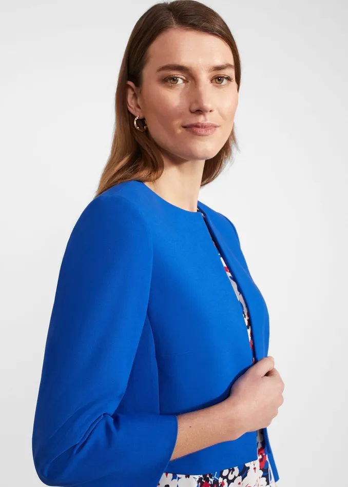 Women Elize Crepe Jacket Lapis Blue Hobbs Coats and Jackets