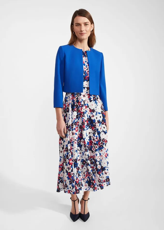 Women Elize Crepe Jacket Lapis Blue Hobbs Coats and Jackets