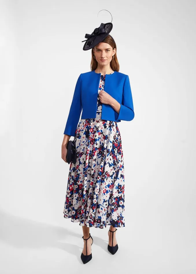 Women Elize Crepe Jacket Lapis Blue Hobbs Coats and Jackets