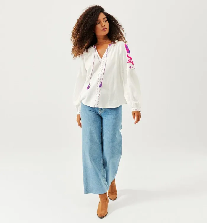 Women Embroidered Blouse 8211 Ecru Print Promod Shirts And Tunics Women Embroidered Blouse 8211 Ecru Print Promod Shirts And Tunics