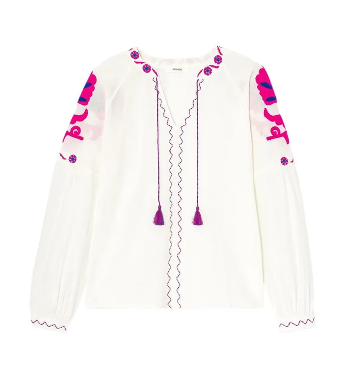 Women Embroidered Blouse 8211 Ecru Print Promod Shirts And Tunics Women Embroidered Blouse 8211 Ecru Print Promod Shirts And Tunics