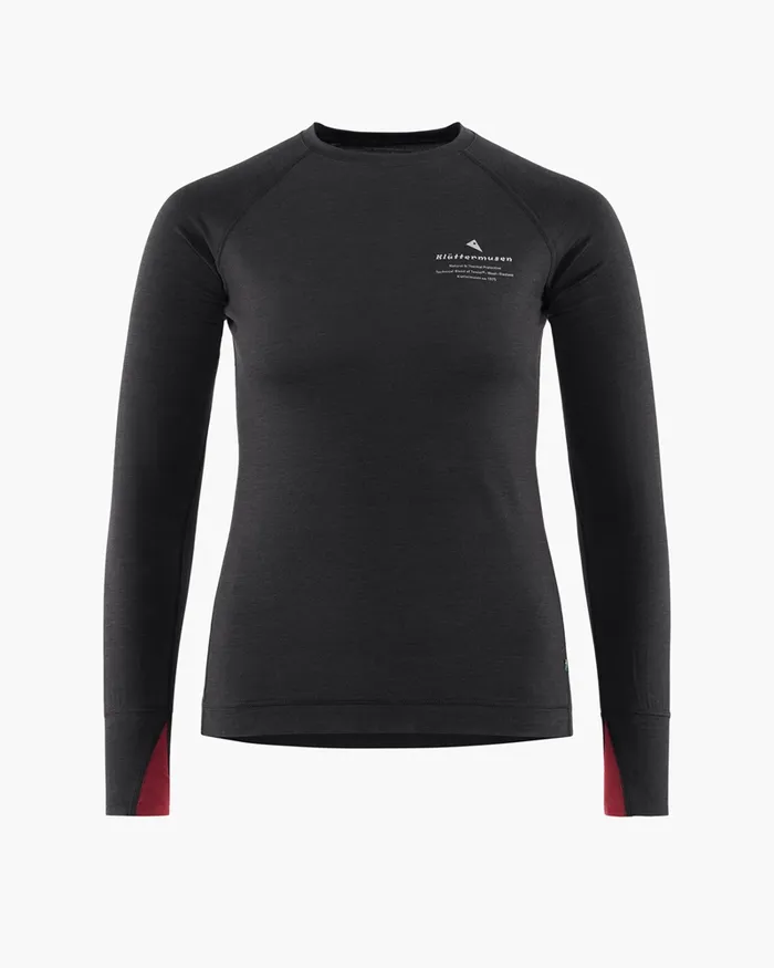 Women Fafne Baselayer Crewneck Raven Klttermusen Base Layers