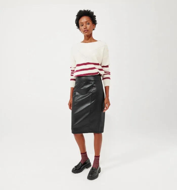 Women Faux Leather Midi Skirt 8211 Black Promod Skirts