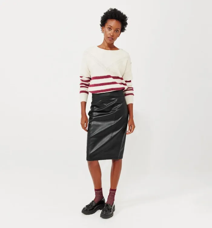 Women Faux Leather Midi Skirt 8211 Black Promod Skirts Women Faux Leather Midi Skirt 8211 Black Promod Skirts
