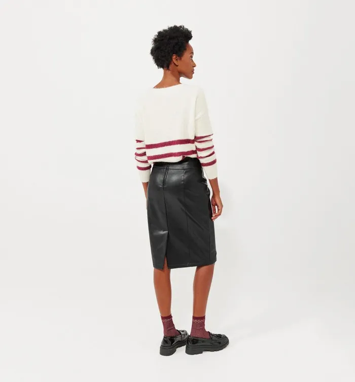 Women Faux Leather Midi Skirt 8211 Black Promod Skirts Women Faux Leather Midi Skirt 8211 Black Promod Skirts