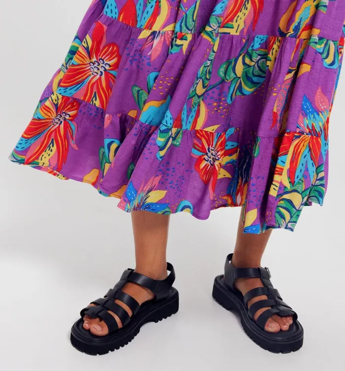 Women Flared Frilly Skirt 8211 Violet Print Promod Skirts Women Flared Frilly Skirt 8211 Violet Print Promod Skirts