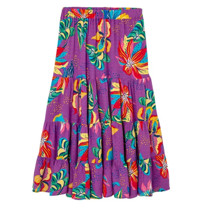 Women Flared Frilly Skirt 8211 Violet Print Promod Skirts Women Flared Frilly Skirt 8211 Violet Print Promod Skirts