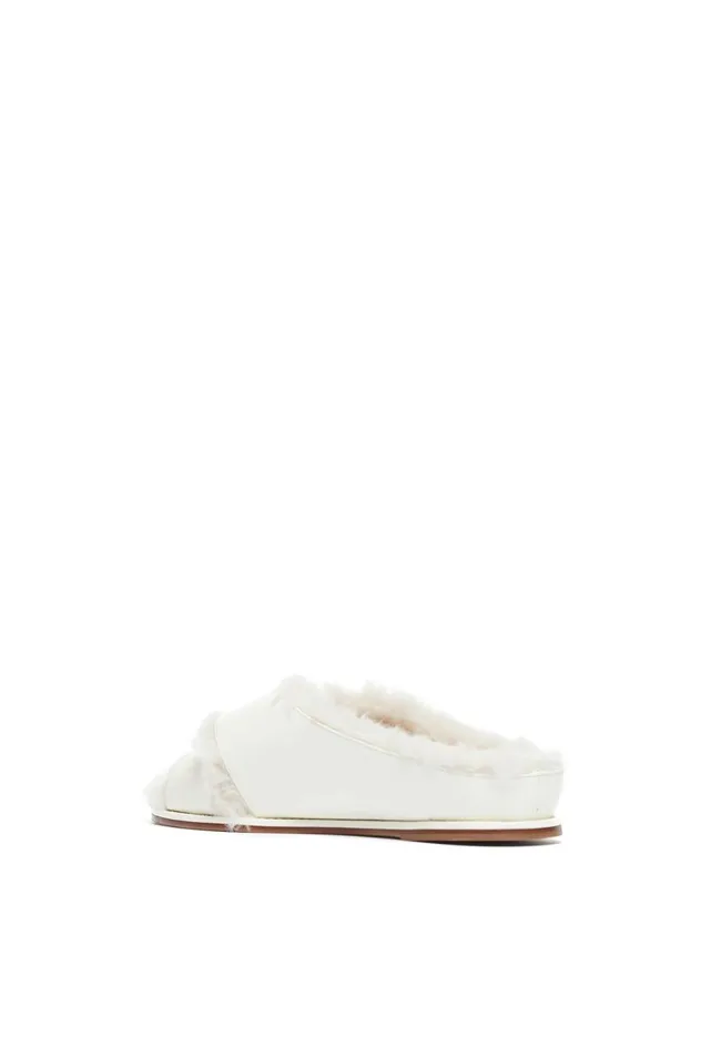 Women Flats Gabriela Hearst Ellington Flat Slide In Cream Wool Fur