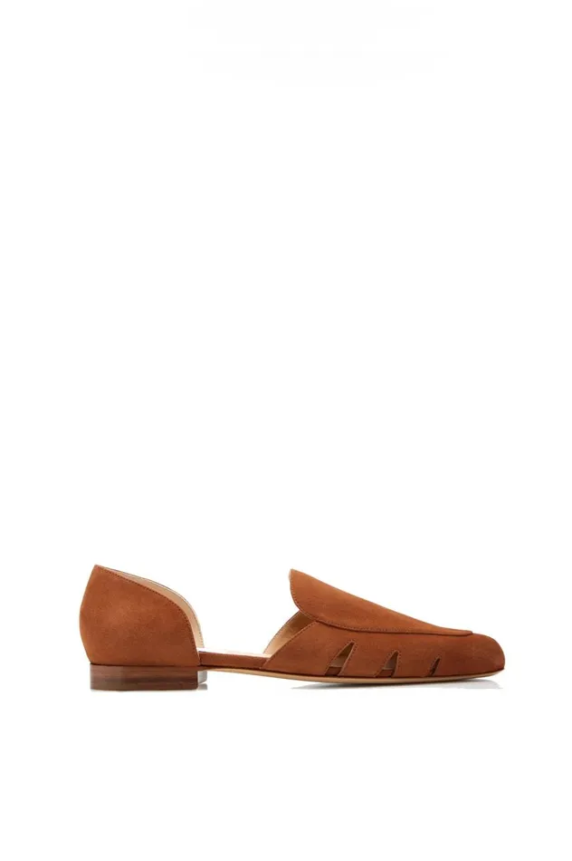Women Flats Gabriela Hearst Rory Flat Shoe In Cognac Suede