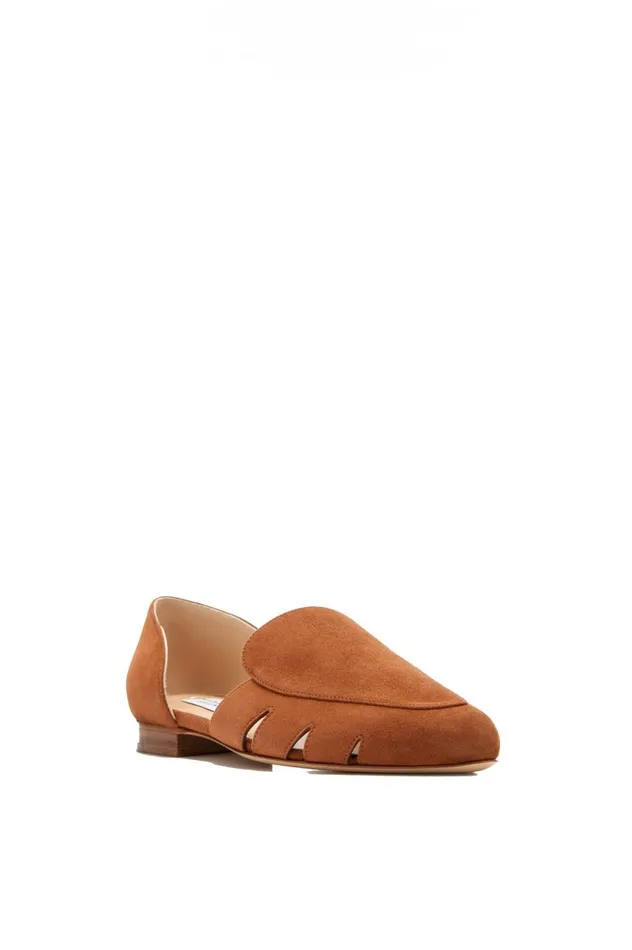 Women Flats Gabriela Hearst Rory Flat Shoe In Cognac Suede
