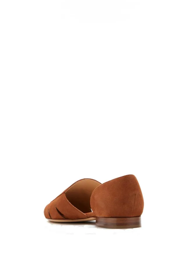 Women Flats Gabriela Hearst Rory Flat Shoe In Cognac Suede