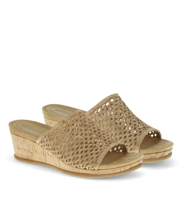 Women Flossey Wedge Slide Sandal Natural Cork Baretraps Slides and Slip On Sandals