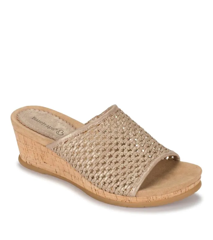 Women Flossey Wedge Slide Sandal Soft Gold Baretraps Slides and Slip On Sandals