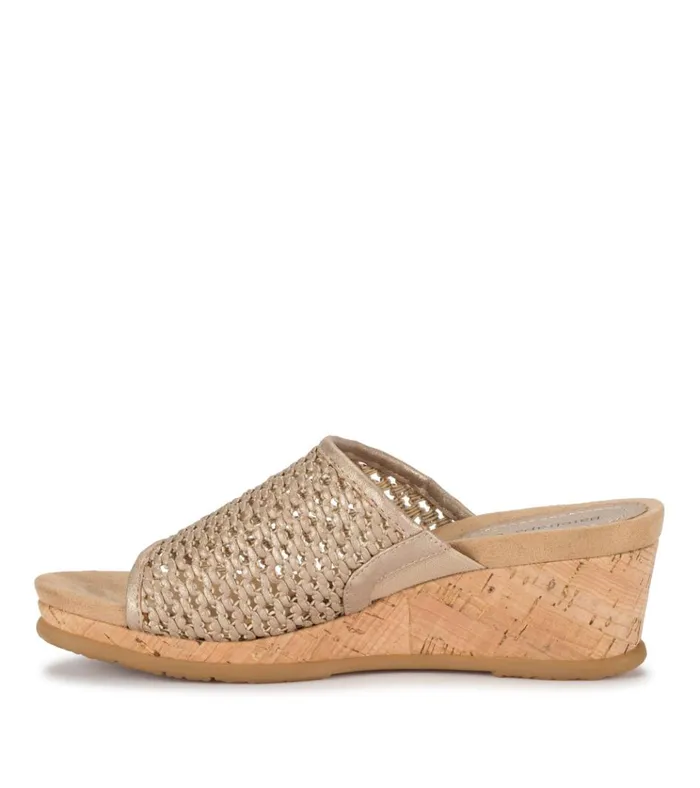 Women Flossey Wedge Slide Sandal Soft Gold Baretraps Slides and Slip On Sandals