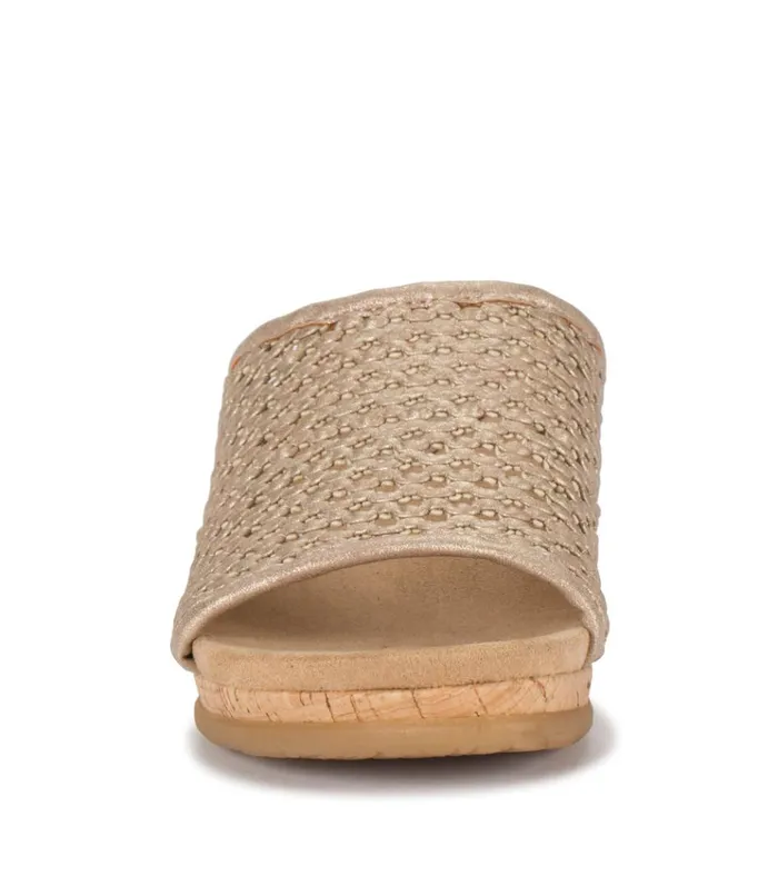 Women Flossey Wedge Slide Sandal Soft Gold Baretraps Slides and Slip On Sandals