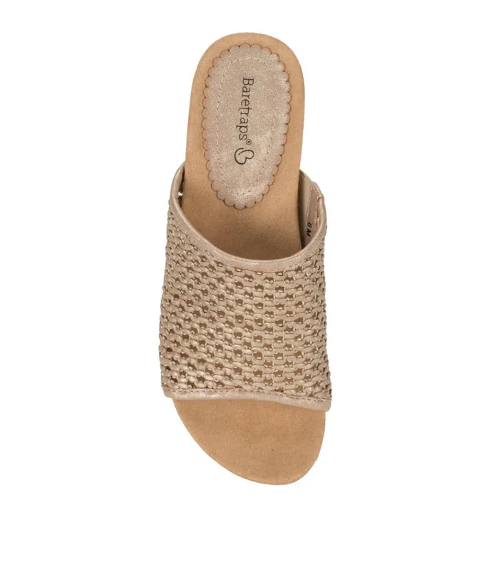 Women Flossey Wedge Slide Sandal Soft Gold Baretraps Slides and Slip On Sandals