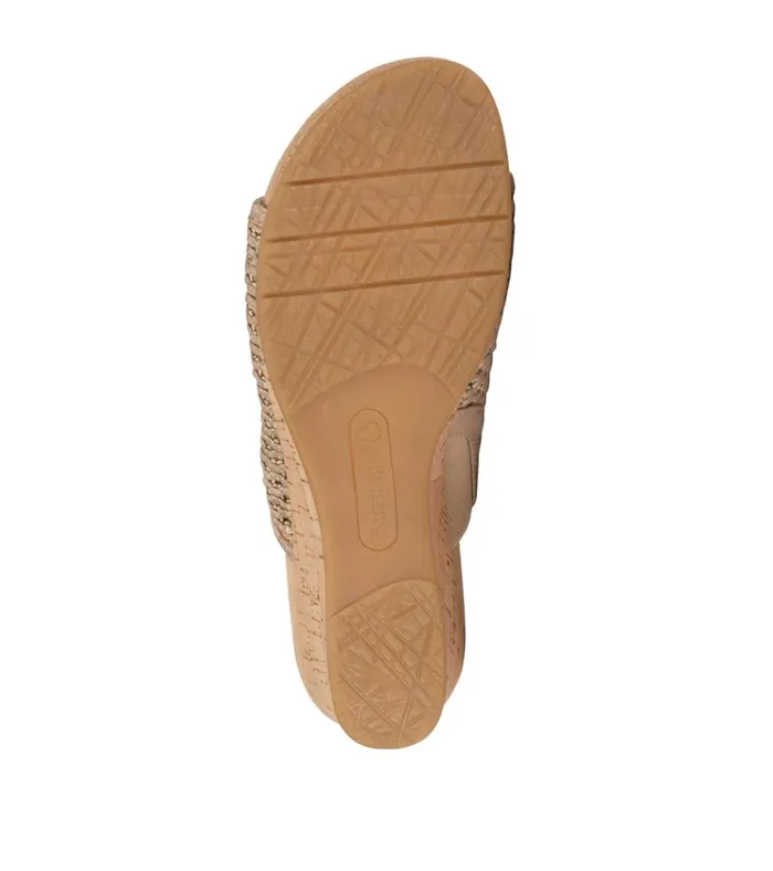 Women Flossey Wedge Slide Sandal Soft Gold Baretraps Slides and Slip On Sandals