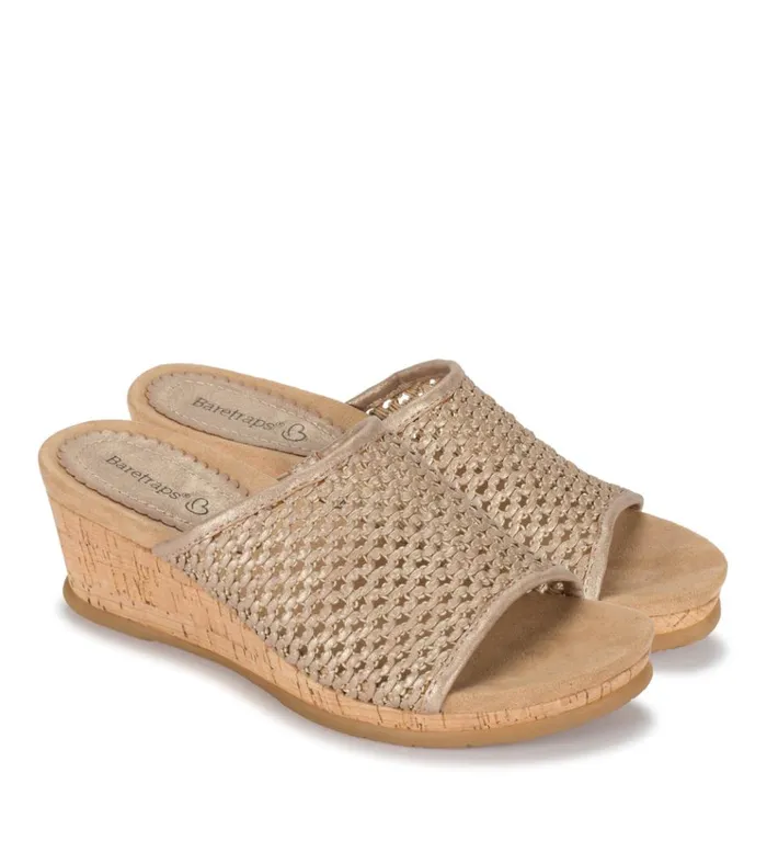 Women Flossey Wedge Slide Sandal Soft Gold Baretraps Slides and Slip On Sandals