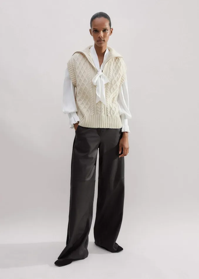 Women Fluid Pussybow Layering Blouse Soft White MEEM