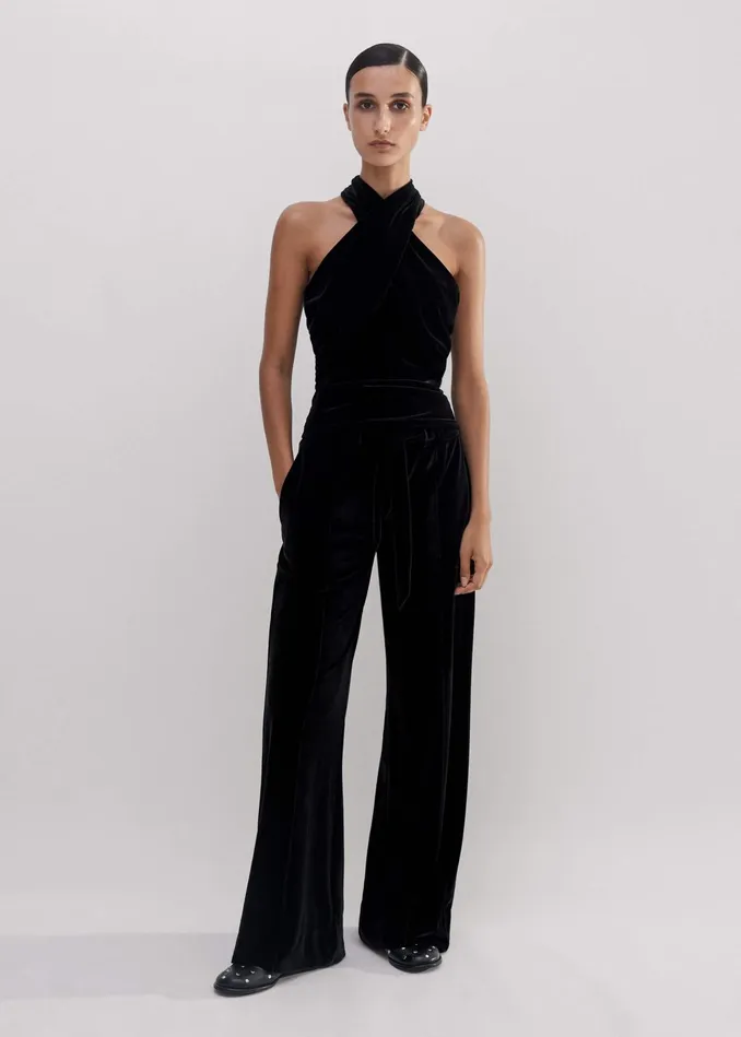 Women Fluid Velour Track Pant Black MEEM