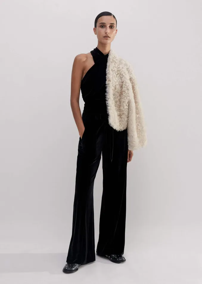 Women Fluid Velour Track Pant Black MEEM