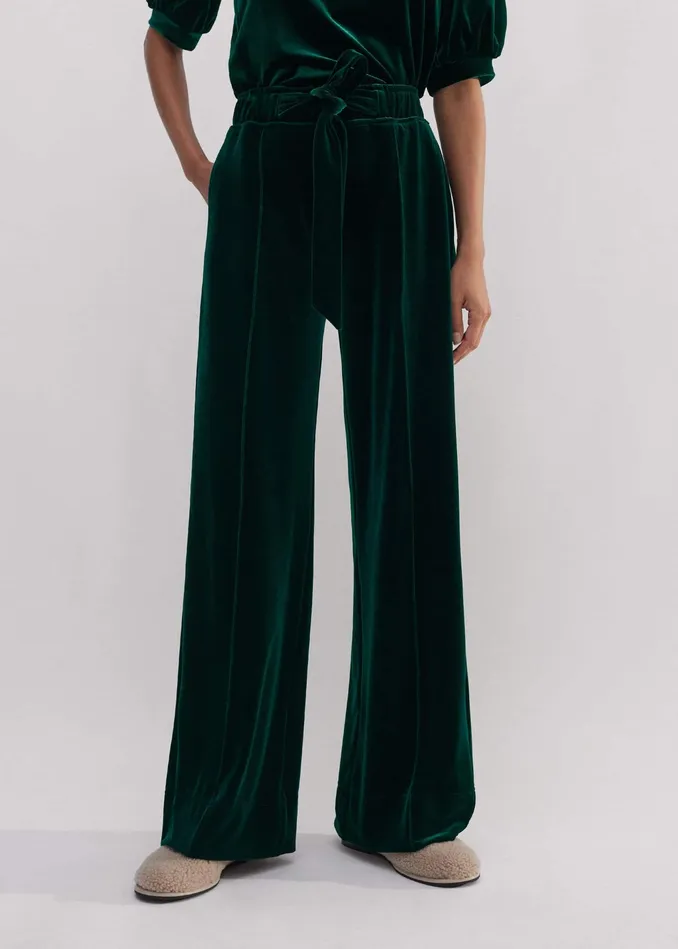 Women Fluid Velour Track Pant Gable Green MEEM