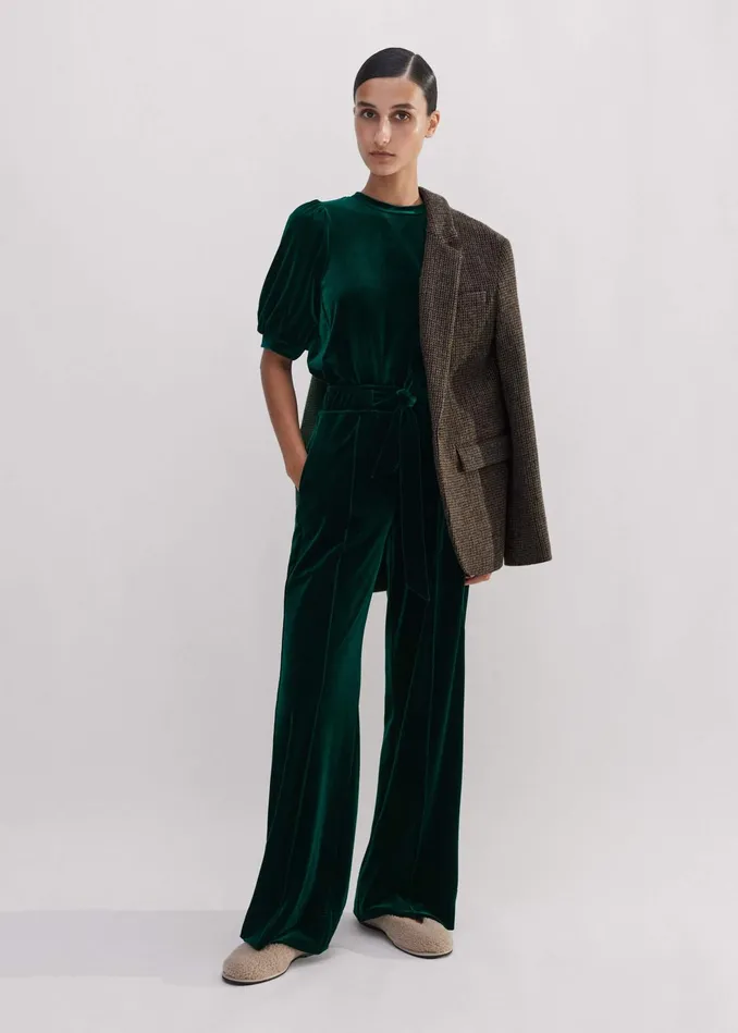 Women Fluid Velour Track Pant Gable Green MEEM