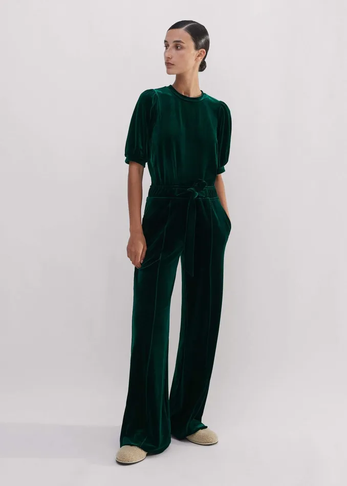 Women Fluid Velour Track Pant Gable Green MEEM
