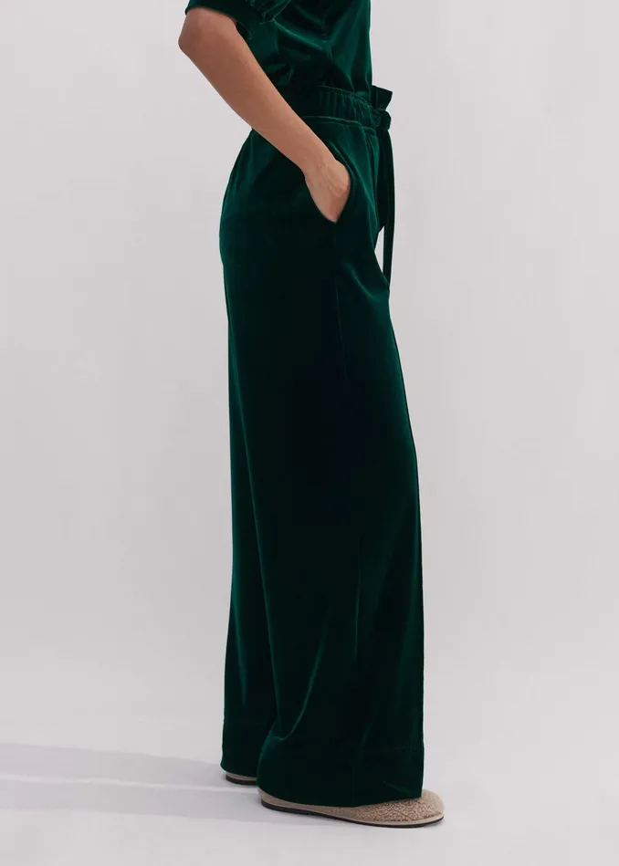 Women Fluid Velour Track Pant Gable Green MEEM