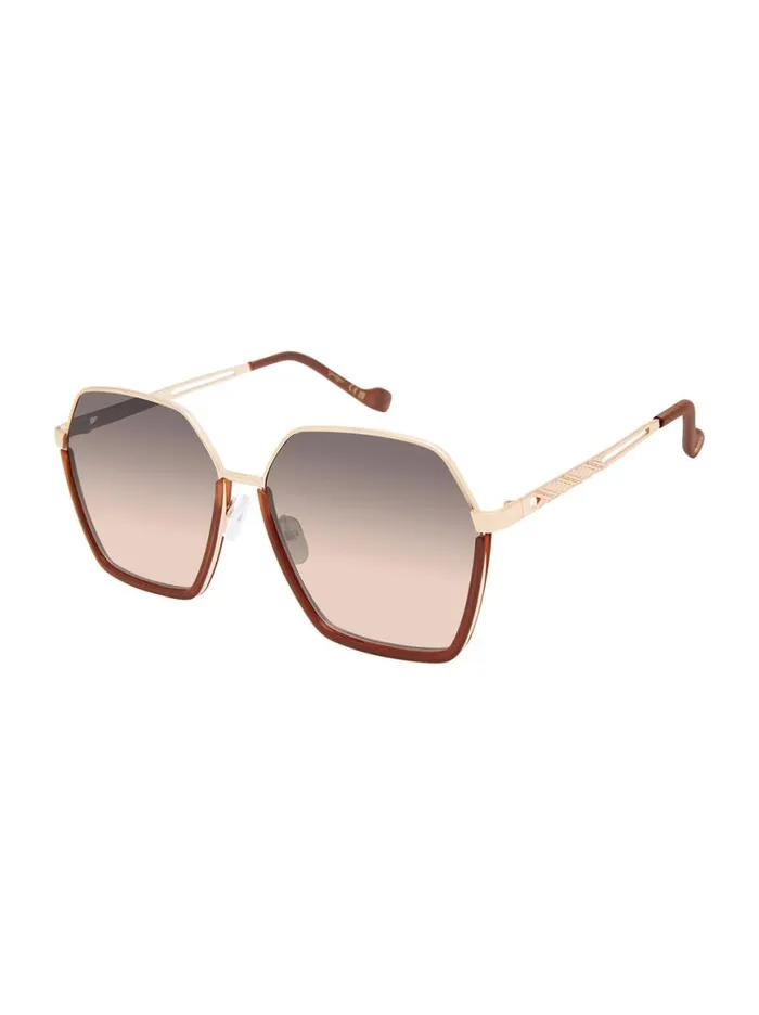 Women Geometric Metal Sunglasses In Gold Jessica Simpson Sunglasses