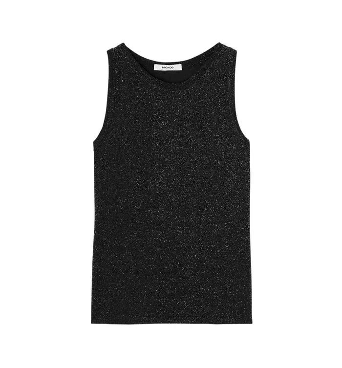 Women Glitzy Sleeveless Top 8211 Black Promod Tops Women Glitzy Sleeveless Top 8211 Black Promod Tops
